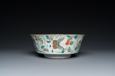 A Chinese famille rose 'butterflies' bowl, Jiaqing mark and of the period