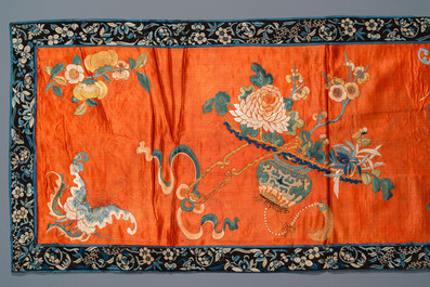 Three Chinese silk embroideries, 19/20th C.