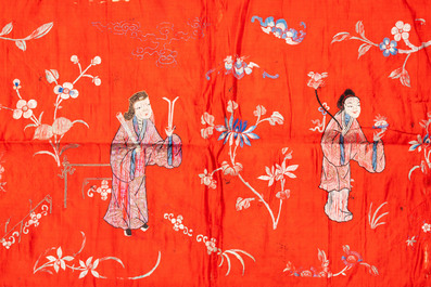 Three Chinese silk embroideries, 19/20th C.