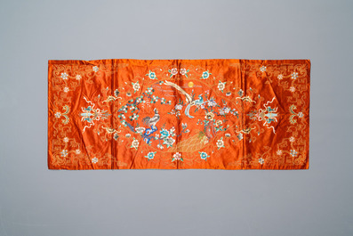 Three Chinese silk embroideries, 19/20th C.