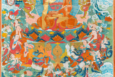 Deux thangkas figurant Bouddha Shakyamuni, Tibet, 19/20&egrave;me