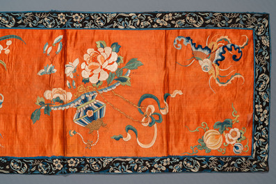 Three Chinese silk embroideries, 19/20th C.