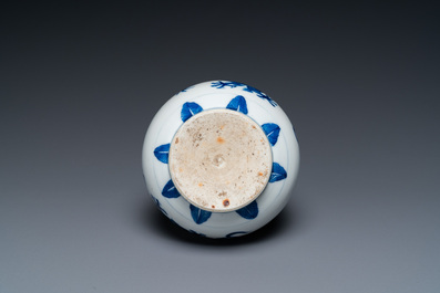 A Chinese blue and white 'dragons' bottle vase, Jiajing mark, 19/20th C.