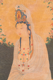 Chinese school: 'Bodhisattva', inkt en kleur op zijde, Qing