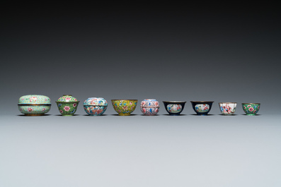 An extensive collection of Chinese Canton enamel bowls and dishes, Qianlong and later