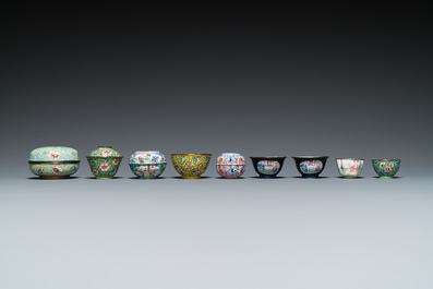 An extensive collection of Chinese Canton enamel bowls and dishes, Qianlong and later