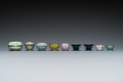 An extensive collection of Chinese Canton enamel bowls and dishes, Qianlong and later