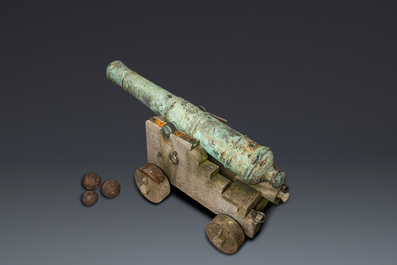 An English bronze 80 mm cannon monogrammed CR for Charles II of England (1630-1685), dated 1665