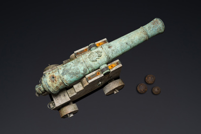 An English bronze 80 mm cannon monogrammed CR for Charles II of England (1630-1685), dated 1665