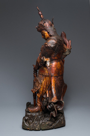 A very large Chinese gilt-lacquered wood figure of Weituo, 17th C.