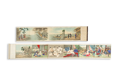 Ecole japonaise: emaki &agrave; sujet shunga (rouleau de main &agrave; sujet &eacute;rotique), Edo/Meiji, 18/19&egrave;me