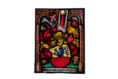 Four painted armorial subject glass-in-lead windows, Switzerland, 19th C.