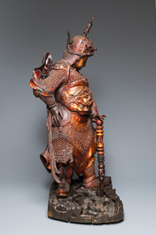 Tr&egrave;s importante sculpture de Weituo en bois laqu&eacute; et dor&eacute;, Chine, 17&egrave;me