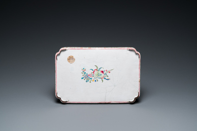 Two Chinese rectangular Canton enamel trays, Yongzheng/Qianlong