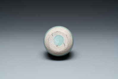 A Chinese celadon-glazed miniature 'kundika' vase, Song/Yuan