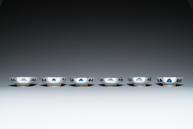 A Japanese blue and white Arita nine-piece sweetmeat set in its original lacquer box, Edo, 17/18th C.