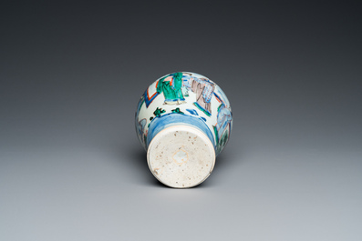 A Chinese wucai vase with figurative design, Transitional period