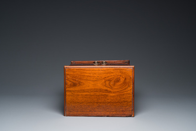 A Chinese huanghuali and hardwood cabinet with bronze fittings for the European market, 19th C.