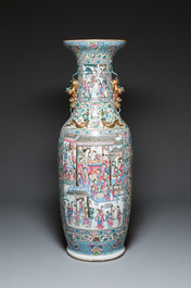 A pair of very large Chinese famille rose vases, 19th C.