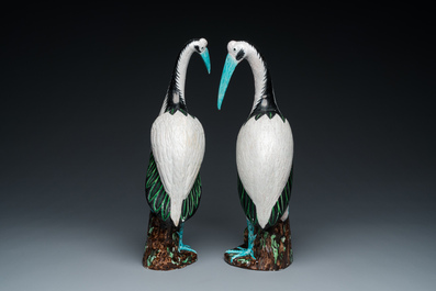 A pair of large Chinese white cranes, Qing