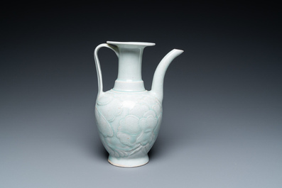 A Chinese qingbai ewer with floral design, Song