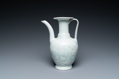 A Chinese qingbai ewer with floral design, Song