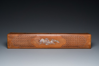 A rare Chinese porcelain Wang Bing Rong-style 'nine dragons' opium pipe in fine wooden box, late 19th C.