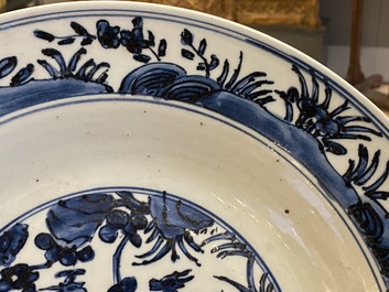 Two Chinese blue and white 'deer' dishes, Wanli