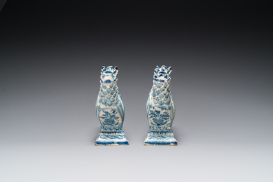 A pair of blue and white tulip vases, Germany, late 18th C.