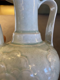 A Chinese qingbai ewer with floral design, Song