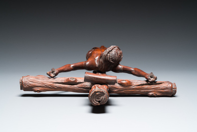 A naturalistically carved wooden crucifix with corpus, probably Germany, late 18th C.