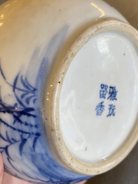 A Chinese blue and white 'Bleu de Hue' water pipe for the Vietnamese market, Lưu hương nh&atilde; ngoạn 雅玩留香 mark, 19th C.