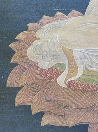 Chinese school: 'Bodhisattva', ink and colour on silk, Qing