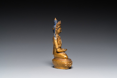 A Sino-Tibetan gilt bronze Buddha Amitayus, Qing