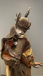 A very large Chinese gilt-lacquered wood figure of Weituo, 17th C.