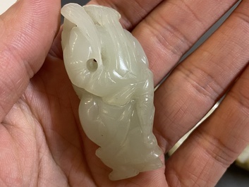 Vijf Chinese jade sculpturen, 19/20e eeuw