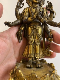 A Sino-Tibetan gilt bronze Avalokitesvara, probably 19th C.