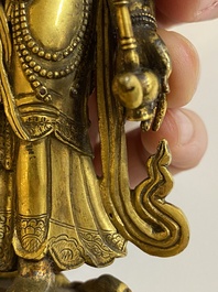 A Sino-Tibetan gilt bronze Avalokitesvara, probably 19th C.