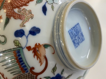 A Chinese wucai 'dragon' bowl, Daoguang mark and of the period