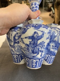 A pair of Chinese blue and white flower vases, 19th C.