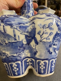 A pair of Chinese blue and white flower vases, 19th C.