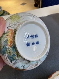 Six lave-pinceaux en porcelaine de Chine, 19/20&egrave;me