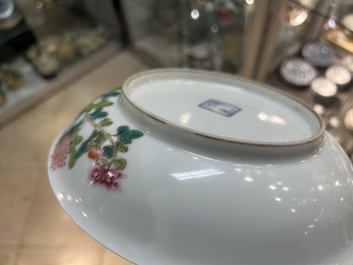 A Chinese famille rose plate and a jardini&egrave;re, Yongzheng and Hongxian mark, Republic