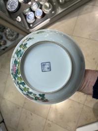 A Chinese famille rose plate and a jardini&egrave;re, Yongzheng and Hongxian mark, Republic