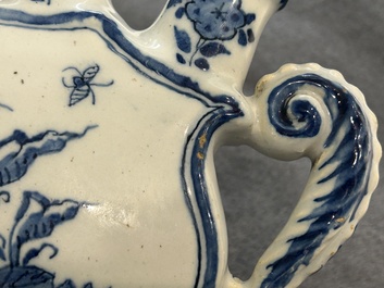 A blue and white Dutch Delft tulip vase with fine floral design, 18th C.