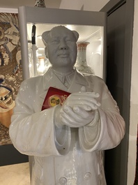 An exceptionally large Chinese white-glazed Mao Zedong sculpture, Cultural Revolution, dated 1967