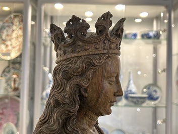 Grande Sainte-Ursule et huit vierges en ch&ecirc;ne sculpt&eacute;, Flandres, probablement Malines, 16&egrave;me