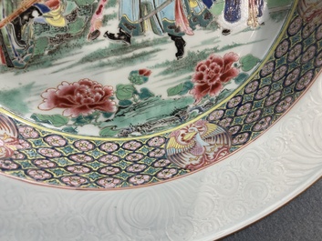 A rare large deep Chinese famille rose dish with fine figurative design, Yongzheng