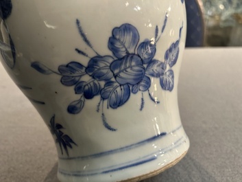 A Chinese blue and white vase with birds among blossoming branches, Transitional period