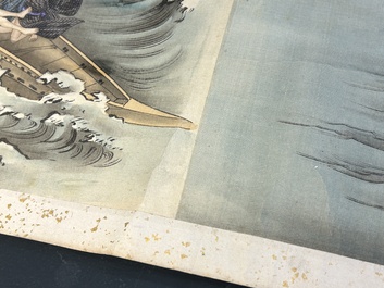 Japanese school: a shunga emaki (erotical handscroll), ink and colour on silk, Edo/Meiji, 18/19th C.